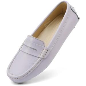 Artisure Women's Classic Comfort Leather Penny Loafers Casual Slip-Ons Lightweight Walking Flats Driving Mocs Boat Shoes 7