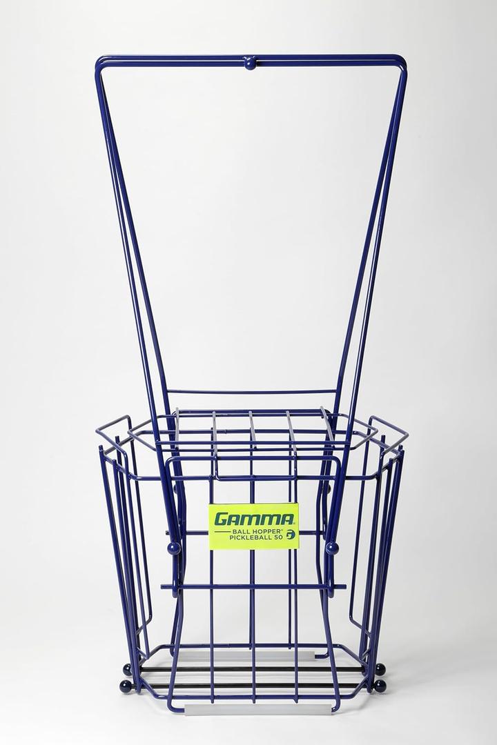 Gamma Sports Pickleball Hopper  50 Ball Picker Upper with Hexagonal Basket, Reinforced Welds, Carbon Steel Wires & Attached Lid for Durable Pickleball Storage
