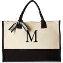 M INITIAL CANVAS TOTE