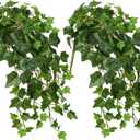 Hollyone 2pcs Artificial Hanging Plants 24" Fake Ivy Vine Faux Ivy Leaves Hanging Plant Greenery for Wall House Room Patio Indoor Outdoor Home Shelf Office Wedding Decor