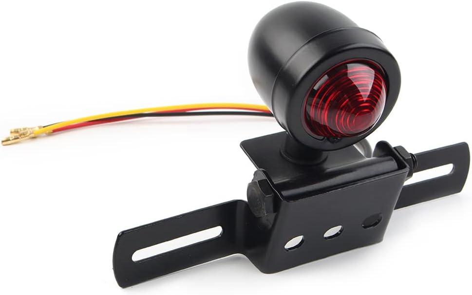 Cnaloo12 License Plate Holder Brake Lamp Tail Stop Light ABS Black Motorbike For Universal Street Bike Scooter Cruiser Chopper
