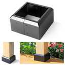 Deck Post Base Covers, Aluminum Post Cover 4"x4"(Actual 3.5"x3.5"), Split Post Base Trim Skirt for Deck railings, Patios (Black-4pcs)