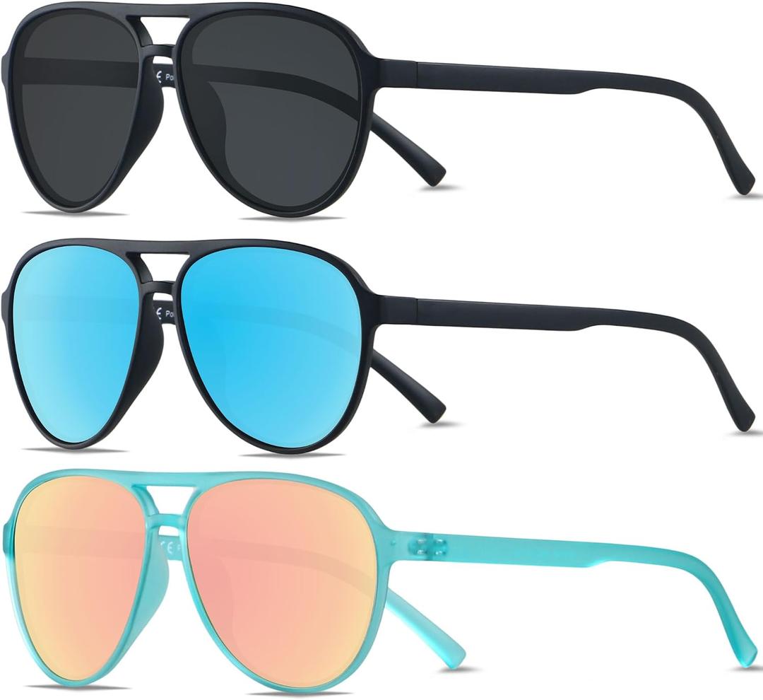 ANDWOOD Retro Polarized Aviator Sunglasses for Women Men Classic 70s Vintage Trendy Square Aviators