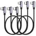 USB C to USB C Cable 1.5FT 3 Pack, Right Angle 90 Degree Type C to C PD 65W Fast Charging Cords, Compatible with iPhone 17/16/15, Galaxy S25 S24 S23 S22 and USB Type C Devices