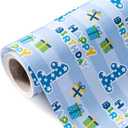 WRAPAHOLIC 1st Birthday Wrapping Paper - Mini Roll - 17 Inch X 33 Feet - Blue Happy Birthday with Gift Box Design for Boys Kids, Baby Shower, Party, Holiday
