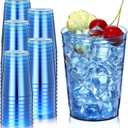 Minatee 100 Count Plastic Cups Disposable Fancy Cups Heavy Duty Wine Cocktail Glasses for Mother's Day, Wedding, Graduation, and Birthday Party Plastic Drinking Tumblers(Blue,10 oz)