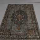 Washable Oriental Area Rug - 8x10 Rugs for Living Room Soft Carpet for Bedroom Waterproof Floral Distressed Indoor Stain Resistant Non-Shedding Floor Carpets (Green, 8x10)