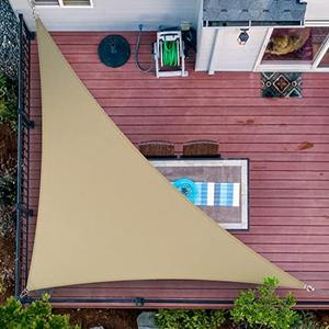 ShadeMart 12' x 12' x 17' Sand Right Triangle Sun Shade Sail SMSLT Canopy Fabric Cloth Screen, Water Air Permeable & UV Resistant, Heavy Duty, Carport Patio Outdoor