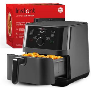 Instant Pot Vortex 5.7QT Air Fryer, Custom Program Options, 4-in-1 Functions, EvenCrisp Technology that Crisps, Roasts, Bakes and Reheats, 100+ In-App Recipes, from the Makers of Instant Pot, Black