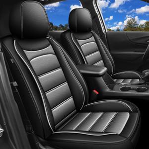 Custom Equinox Seat Covers for Chevrolet Chevy Equinox 2018 2019 2020 2021 2022 2023 2024, LT LS Premier RS LT Fleey (Not for EV), Faux Leather Car Seat Covers Full Set for Equinox - Gray