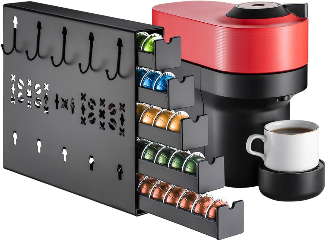 ZCDCP for Nespresso Coffee Pod Holder, Vertuo Pod Holder Drawer Wall Mounted Coffee Pod Organiser Right( 50Pods Capacity)