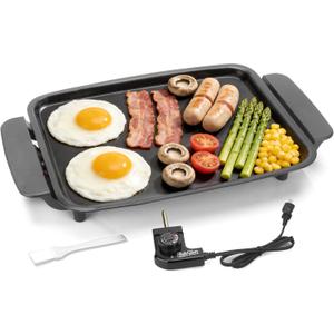 AshGlen Small Electric Griddle Nonstick, Griddle Pan Electric, Parrilla Elctrica Para Cocinar, 12-Inch Ceramic Coating Pancake Griddle Electric, Indoor Griddle Grill Electric, PFOA Free, Graphite
