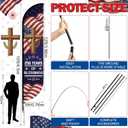 Tingjoo 15FT 250th Anniversary Feather Flag Pole Kit for Outdoor Patriotic Cross American Flag Feather Banner with Fiberglass Pole Kit and Ground Spike for Outdoor Event Planning