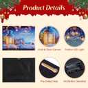 Synovana Christmas LED Lighted Canvas Wall Art  16" x 12" Light Up Xmas Holiday Pictures Decoration Wall Art Prints for Living Dining Room Decor - Merry Christmas and Happy New Year