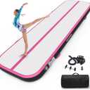 Estgora Gymnastics Mat for Tumbling Tumble Track, Thick Inflatable Gymnastic Training Equipment For kids At Home Gym Cheerleading with Electric Pump (16ft  3.3ft  4inch, Black-Pink)