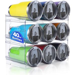 Water Bottle Organizer for Stanley 40 oz, 3 Pack Stackable Water Bottle Organizer, Clear Water Bottle Holder for Tumbler Travel Mug Cup, Kitchen Pantry Organization and Storage