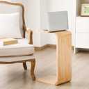 Cinnvoice C Shaped Side Table Solid Wood End Table for Living Room Couch Small Place Coffee and Eating Snack Tray