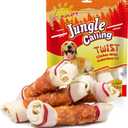 Jungle Calling Chicken Wrap Knotted Bones Dog Chews, Long Lasting Beefhide Treats Real Rawhide Bones for Large Dogs Edible Training Treats (EXP 01/09/26)