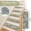 Carpet Stair Treads, Non-Slip Stair Treads for Wooden Steps Indoor, 30x8 Stair Runner for Pets Non Skid Wood Staircase Step Treads Reusable, Set of 15, Green