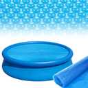 15ft Round Pool Solar Cover for Inground & Above Ground Pools Solar Pool Heater with Bubbles with Bubbles Dustproof Cover Solar Pool Hot Tub Floating Thermal Blanket Insulates Pool Water, Blue