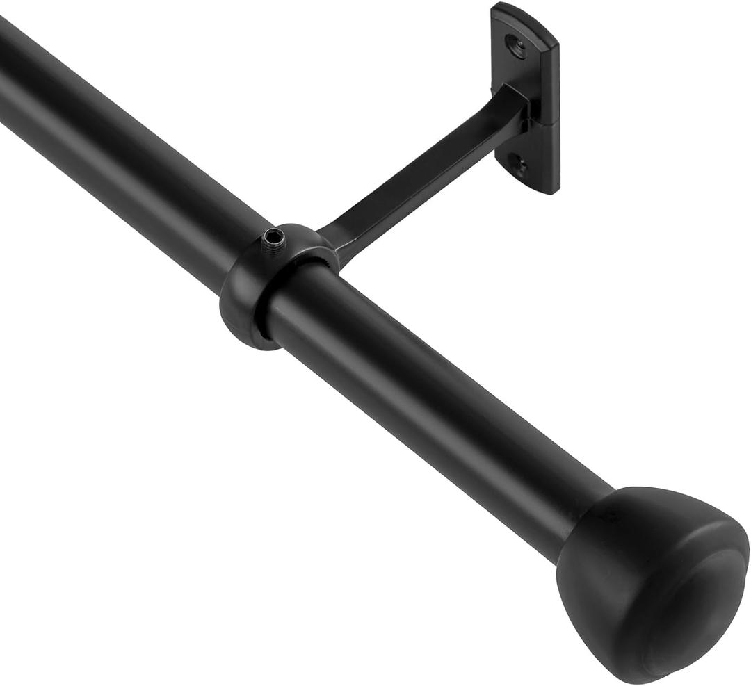 Telescoping Curtain Rods for Windows 48 to 168 Inch Adjustable, 1 Inch Diameter Heavy Duty Black Drapery Rod Set with Clean Modern Finials
