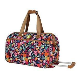 Lily Bloom Luggage Designer Pattern Suitcase Wheeled Duffel Carry On Bag (22in, Bird forest)