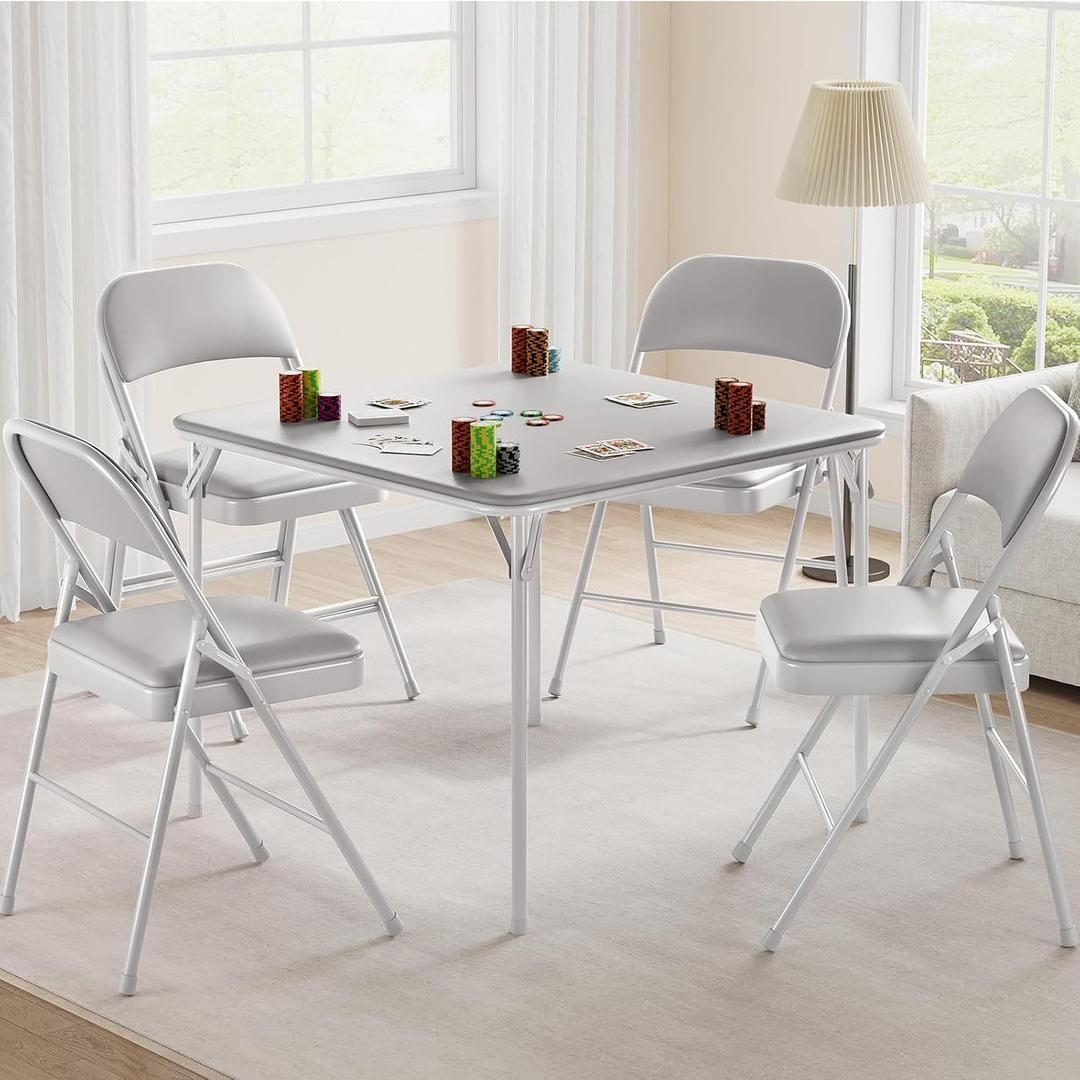 CuisinSmart Folding Card Table, Portable Square Card Table, Foldable Tables for Home, Indoor and Outdoor, Space-Saving, No Assembly Required, Not Include Chairs, Grey