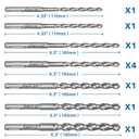 10-Piece SDS Plus Drill Bits Rotary Hammer Drill Bit Set, Carbide Tipped for Drilling Concrete Cement Porcelain Tiles Ceramic Pots Stone Brick, Dia 3/16" 1/4" 5/16" 3/8" 1/2"
