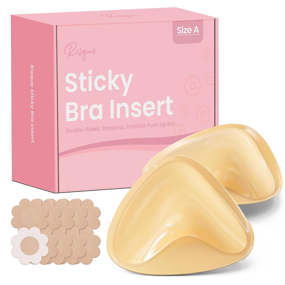 Size A Double Sided Sticky Bra Inserts Reusable | Push Up Lift Self-Adhesive Pads for Strapless, Bikini, Swimsuit, and Sports Bras | Comfortable, Invisible Support for a Natural Look | Long-Lasting
