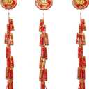 3 Pcs Chinese New Year Hanging Decorations 63 Inch Large Firecracker Decor Traditional Red Lucky Oriental Pendant Ornaments Chinese Traditional Knot with Tassel Red for Spring Festival Lunar New Year