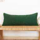 14x36 inch Boucle Lumbar Pillow Cover, Forest Elf Green Woven Texture Neutral Long Pillow Cover Breathable Cushion Case for Couch Sofa Bed Living Room Home Decor (Cover Only)