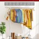 Sakugi Clothes Rack - Large-Capacity Clothing Racks for Hanging Clothes with Lockable Wheels, Space-Saving Metal Coat Rack for Bedroom, Laundry Room, Entryway, 45.6" x 16.9" x 59", Silver