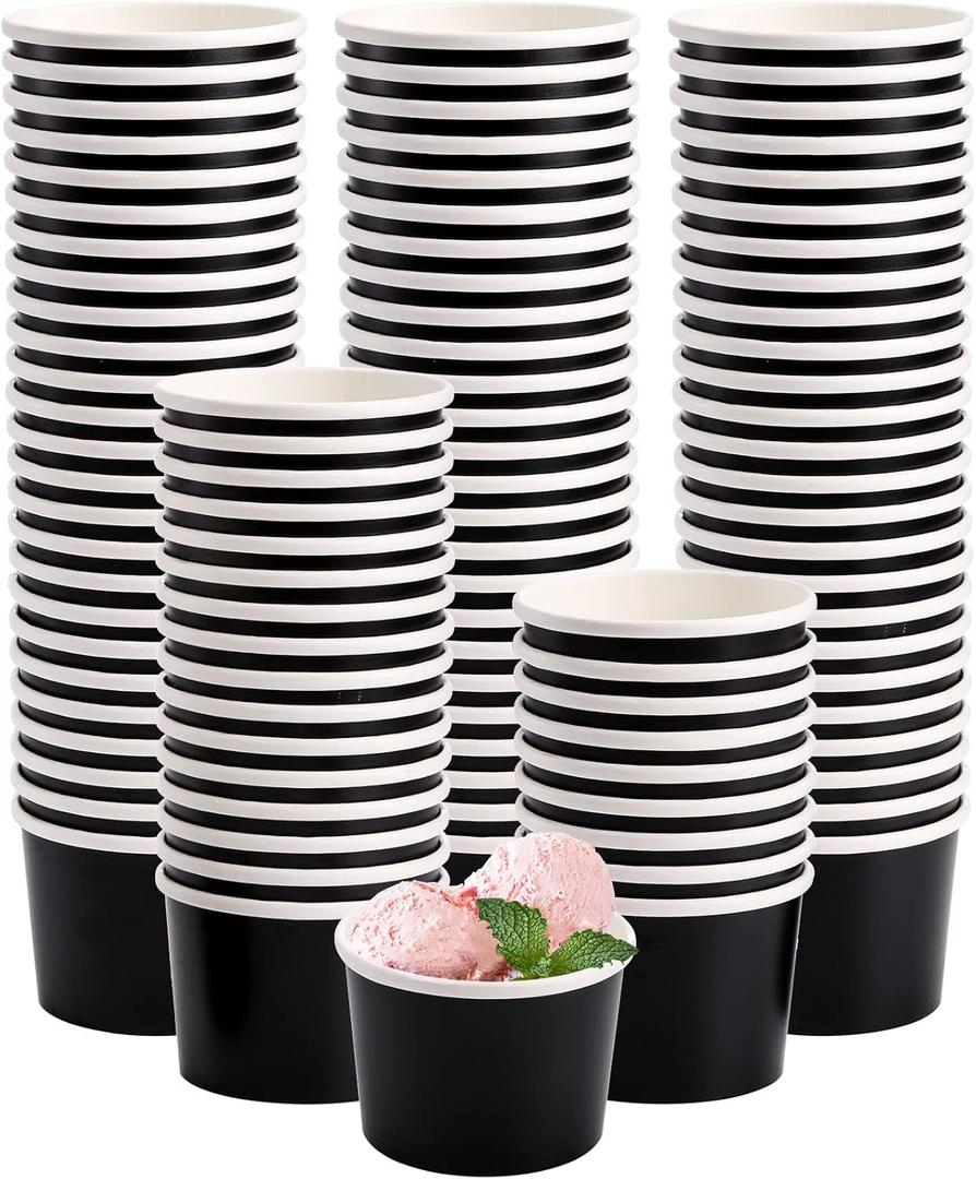 WUWEOT 120 Pack Paper Ice Cream Cups, 8 Oz Disposa Dessert Bowls, Party Supplies Treat Cups Food Cup for Hot and Cold Food, Soup, Sundae, Frozen Yogurt