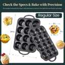 12-Cup Mini Silicone Muffin Pan with Reinforced Steel Frame,Metallic Black | Regular Size Cupcake Pan, BPA Free Silicone Muffin Tray, Reinforced Steel Frame for Stability, Easy Baking & Cleanup, 1Pk