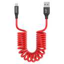 2 x AGVEE 1.5ft Coiled Short USB to Lightning Charging Cable [MFI Certified] 3A Fast Charger Cord in Car for iPhone 14/13/12/11/XS/8/7/6/5 CarPlay, iPad, iPod, Red