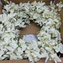 Spring Wreath for Front Door, 24 Inch White Cream Forsythia Spring Wreath Blossom Cluster Flower Farmhouse on Grapevine for Front Door Wall Window Hanging Dcor Festival Celebration