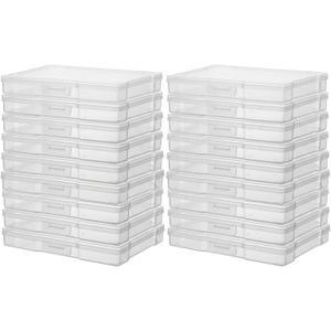 novelinks 18 Pack 5"x7" Clear Photo Storage Boxes with Lids, Plastic Photo Organizer Cases and Picture Boxes, Picture Storage Containers for Greeting Cards, Task boxes, Board Games