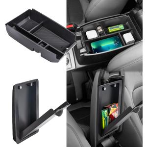 2PCS Center Console Organizer Compatible with 2021-2026 Ford Bronco Sport/ 2020-2026 Ford Escape Armrest Storage Tray Insert Hidden Storage Box Interior Accessories