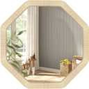 ULIKE Rattan Mirror for Wall, Bathroom 24 Inch Rustic Farmhouse Wall Decor with Handmade Wicker Frame, Boho Woven Mirror for Nursery Bedroom Living Room Entryway (Octagonal)