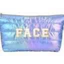 Hiroyuki Iridescent Makeup Bag, 14 inches Cosmetic Bag, Large Capacity Travel Pouch (Face, Purple)