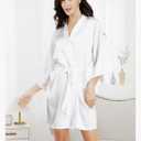 Bridesmaid Robes for Wedding Bridal Party Women Short Solid Color Silky Satin Robe Kimono with Gold Glitters XL