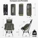 Wildhiker Compact High Back Camping Chair - Foldable with Dual Sitting Modes, Pillow, Arm Pads and Side Pockets - Lightweight Portable Chair for Motorcycle, RV, Festival, Travel - Green