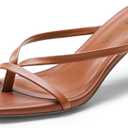 DREAM PAIRS Kitten Heels for Women Flip Flops Slip on Low Heels Open Square Toe Thong Heeled Strappy Sandals Slides Comfortable Dress Shoes 8