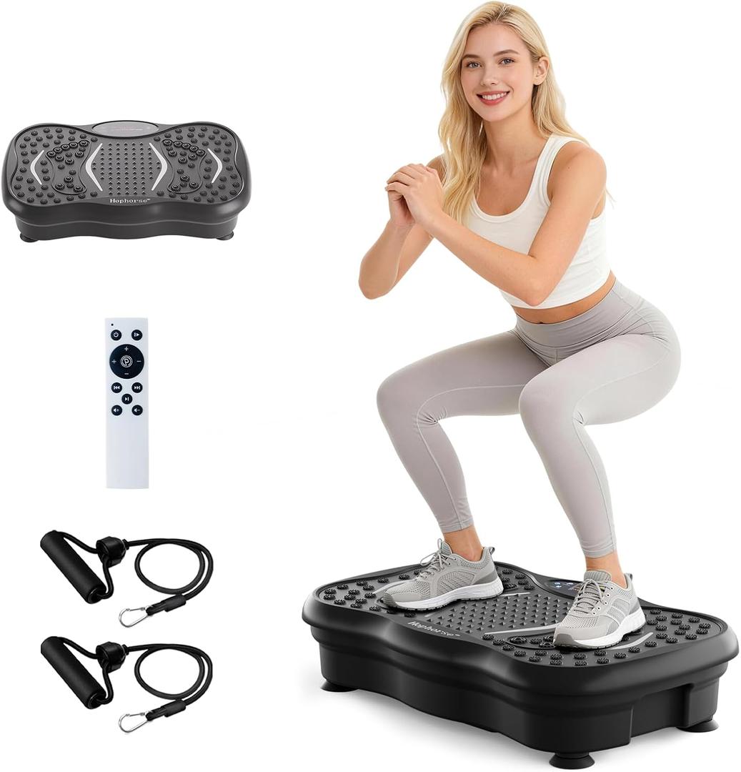 Vibration Plate Machine,180 Speeds Shake Plate for Lymphatic Drainage Weight Loss, Vibrating Fitness Platform 460LB Capacity Whole Body Workout with Bluetooth Home Exercise Gym Equipment for Women Men (Black)