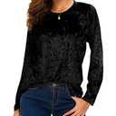Women's T-Shirt Casual Long Sleeve Top (Small, Black)