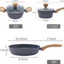 3-Piece Nonstick Cookware Set,10.25 Inch Frying Pan + 1.43QT & 2.2QT Saucepots with Lids, PFAS PFOA Free Non-Toxic Coating, Heavy Bottom Even Heat, Induction Compatible, Dishwasher Safe Black