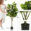 KOL Artificial 5 Feet Fiddle Leaf Fig Tree, 59 Inches Fake Ficus Lyrata Plant, Faux Plants Greenery for Home Office House Living Room, Perfect Housewarming Gift, Indoor Outdoor Modern Decor