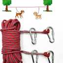 Dog Tie Out Cable for Camping, 50ft Portable Dog Trolley System for Small Medium Large Dogs up to 250lbs, Dog Lead for 2 Dogs, Dog Runner for Yard Camping Training Running Hiking Outdoor (Red)