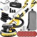 Drywall Sander, Electric Drywall Sander with Vacuum, Automatic Dust Removal, 7 Variable Speed, 900-1800RPM, 26 Power Cord, Labor-Saving Handle and Patented Fixture for Ceiling Sanding, LED Light