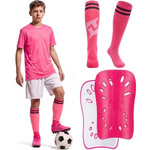Soccer Shin Guards 14-16 Kids Youth with Sock Sleeves, XL